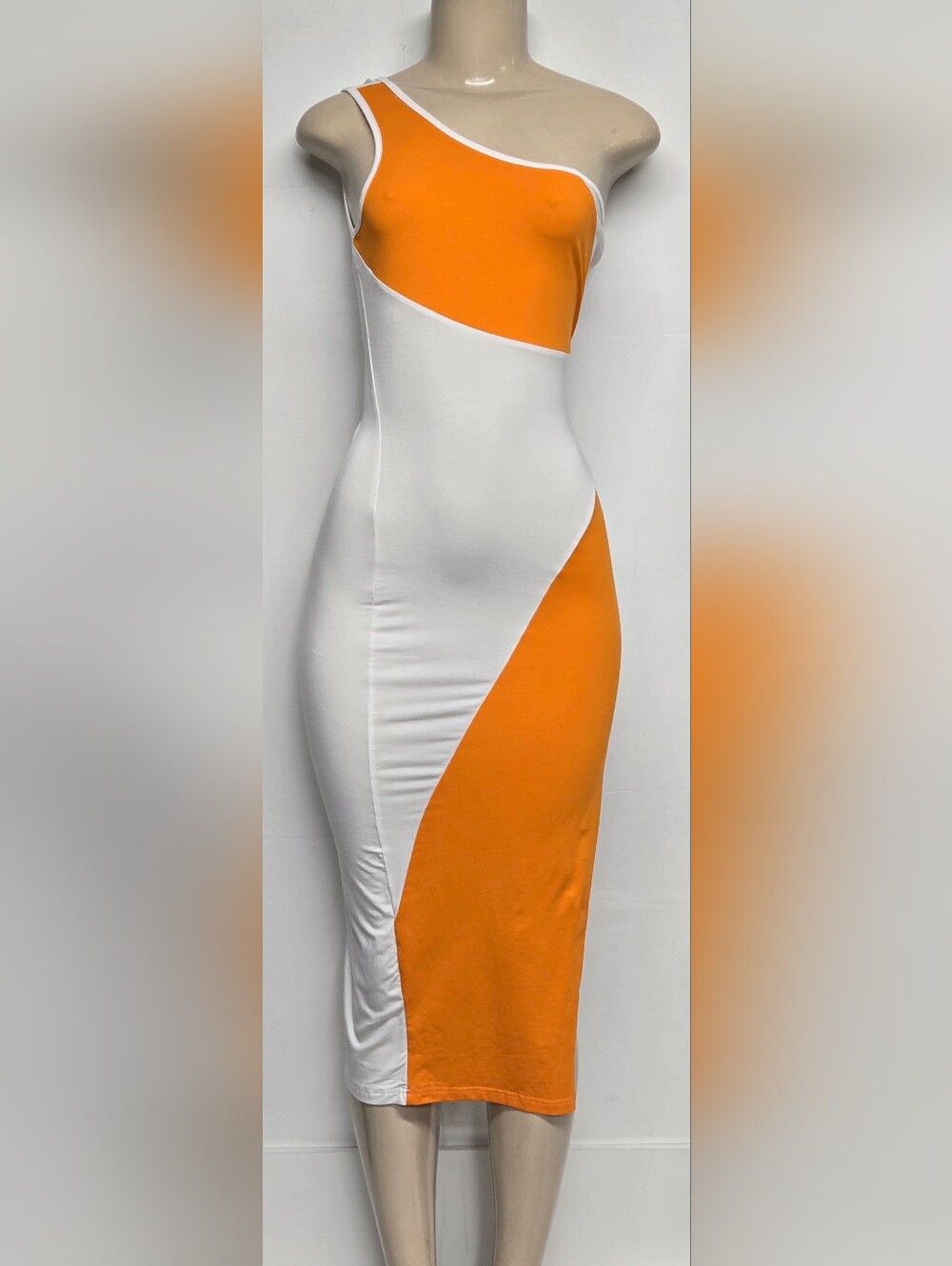 Shein XS One Shoulder Bodycon Dress High Leg Vent Slit Strerch Knit New